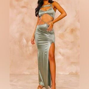 Elegant Cut-Out Satin Dress